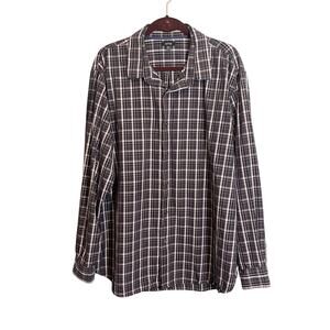 APT9 Men's Black and Grey Plaid Long Sleeve Button Down Shirt Size XXL